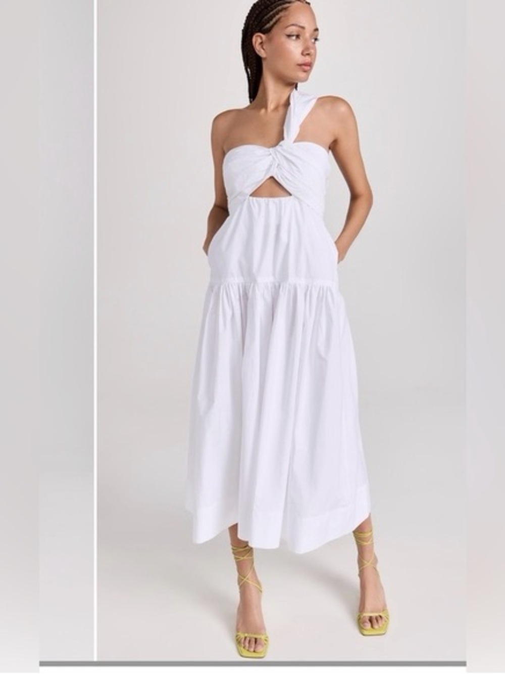 A.L.C. White Midi Twist Front Dress
